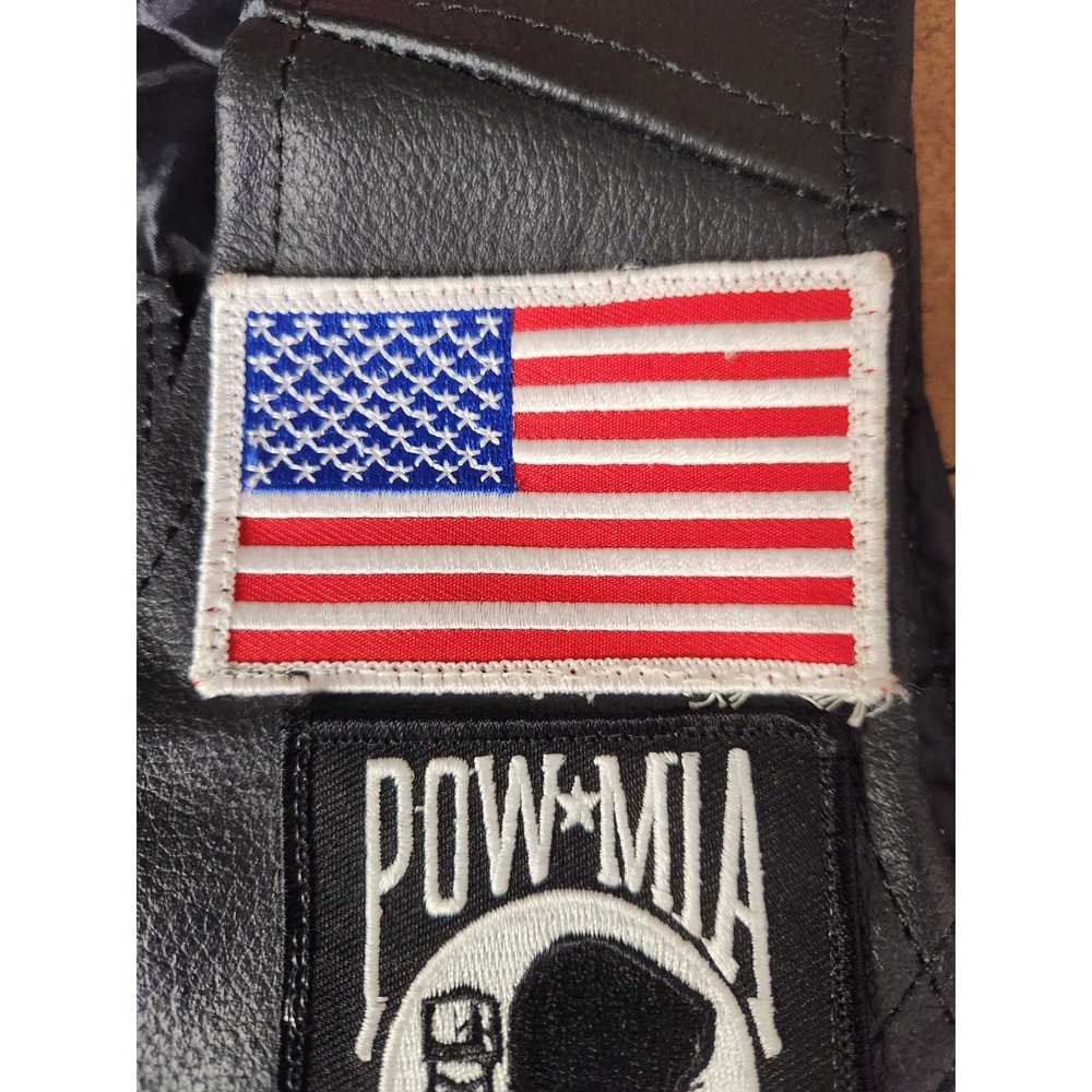 Interstate Leather Womens Motorcycle Biker Vest Patches USA Flag Harley Davidson - Picture 12 of 16